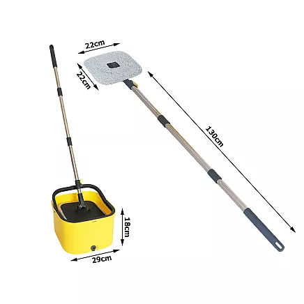 360° rotating mop set: bucket, 2x microfibre pads, drain