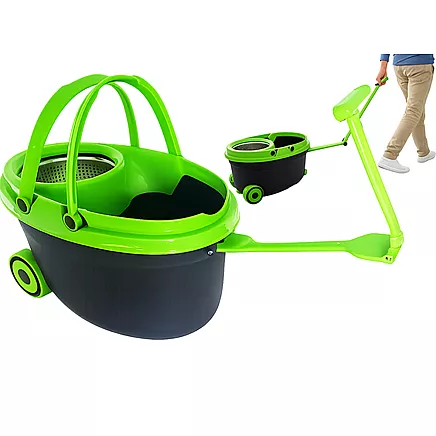 360° rotating mop with wheeled bucket – set of 2 microfibre pads