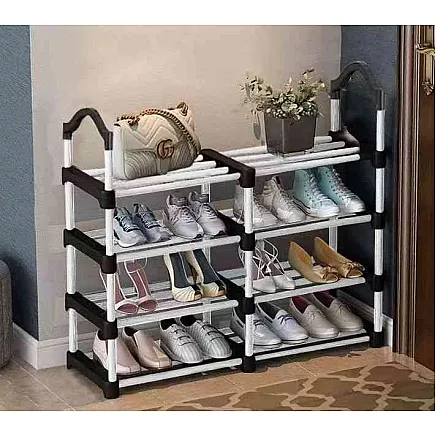 WHITE AND BLACK SHOE RACK (24)