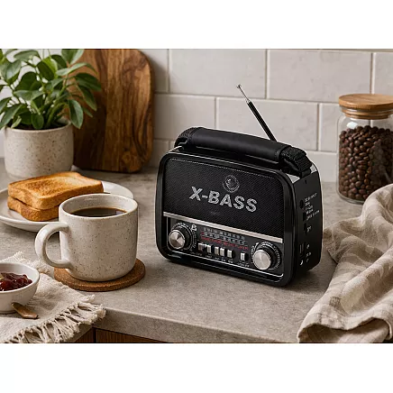 PORTABLE Mains-Powered or Battery-Operated Kitchen Radio – FM/AM/SW, USB, AUX, TF, MP3, Retro Style