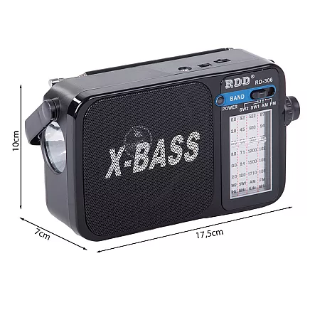 Pārnēsājams virtuves radio ar bateriju barošanu, retro antena, rokas vadība, FM/AM