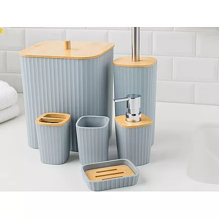 BATHROOM SET 6638 6 PCS GREY (12) GAB_C