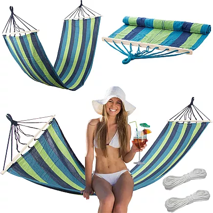 Garden hammock with frame hanging rocker with ropes