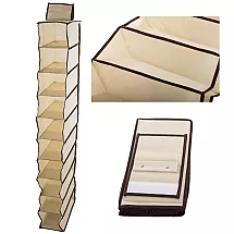 Piekaramais skapja organizators ar 10 plauktiem, 120 cm, bēšs