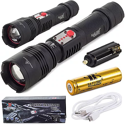 Bailong militārā LED lukturis ar CREE XM-L T6, USB uzlāde, modelis W767