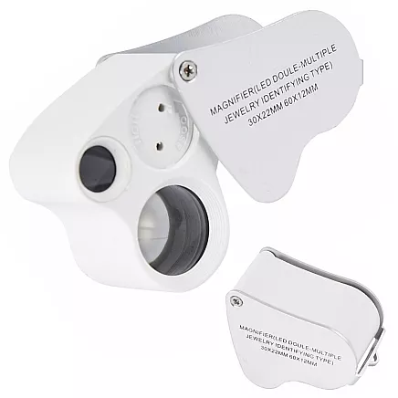 Led jewellery folding loupe uv 25x 50
