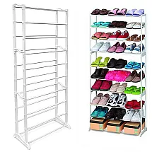 Daudzstāvu Kurpju Apavu Plaukts Skapis - 10 plaukti, Balts