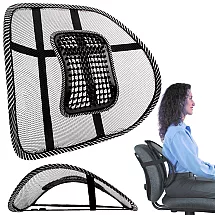 Ergonomisks muguras balsta spilvens ar masāžu krēslam, melns