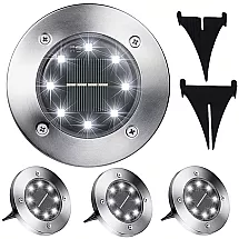 Saules dārza lampas 8 LED ar krēslas sensoru, 4 gab. komplekts