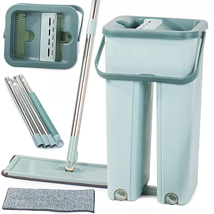 Rotary flat mop two-chamber wringer bucket
