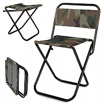 Saliekams tūrisma makšķerēšanas krēsls ar atzveltni