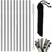 Metāla Dzērienu Kokteiļu Salmiņi Komplekts 10 gb., Sudrabs