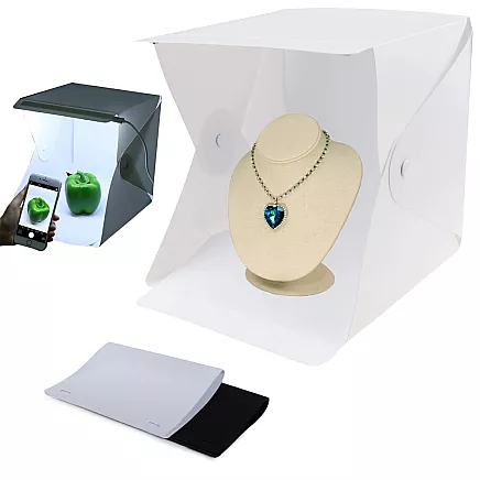 Portatīvā mini studija priekšmetu bildēšanai, gaismas kaste