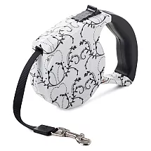 Automātiskā lentes pavada sunim ar fiksatoru 5m 15kg, balta ar lilijām