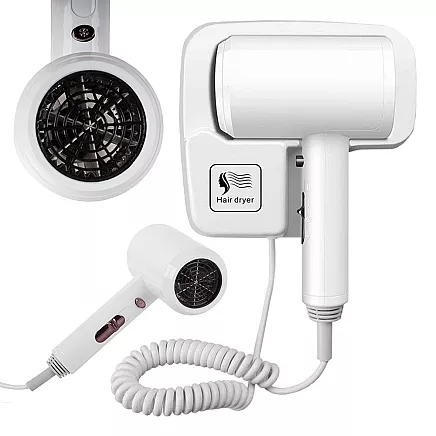 Sienas matu fēns viesnīcām un baseiniem 1200W, balts