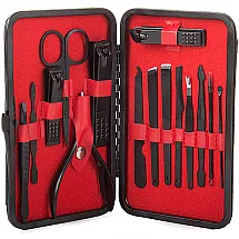 16 Daļu Manikīra Komplekts Ar Elegantā Melnā Apvalkā