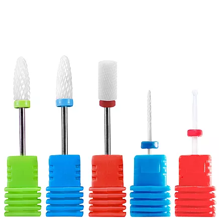 Keramikas frēžu uzgaļu komplekts 5 gab., manikīram un pedikīram