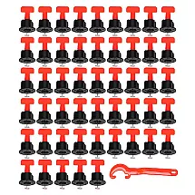 Flīžu līmeņošanas sistēmas klipi un ķīļi, 50 gab., sarkani