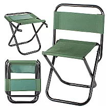 Saliekamais tūrisma makšķerēšanas krēsls ar atzveltni