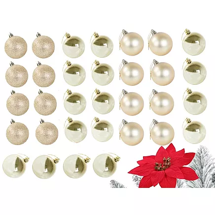Ziemassvētku egles rotājumu komplekts, dekoratīvās bumbiņas un zvaigzne, komplekts 100...