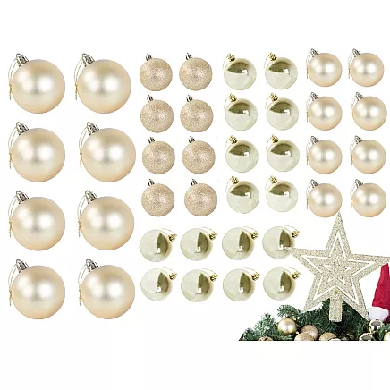 Ziemassvētku egles rotājumu komplekts, dekoratīvās bumbiņas un zvaigzne, komplekts 100...