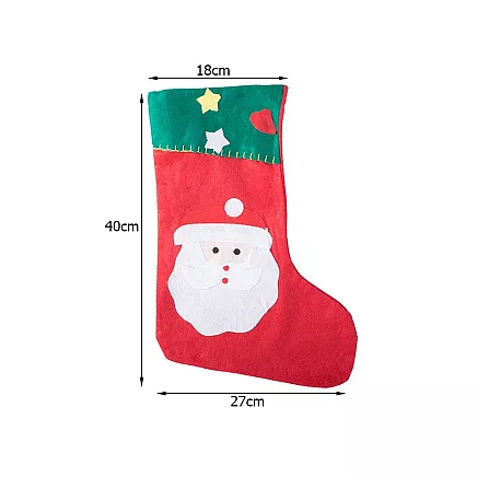 Liela Ziemassvētku zeķe dāvanām un saldumiem, 40 cm, sarkana