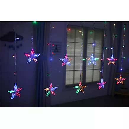 Ziemassvētku Gaismas Virtene, Aizkars, Zvaigznes, 138 LED, RGB