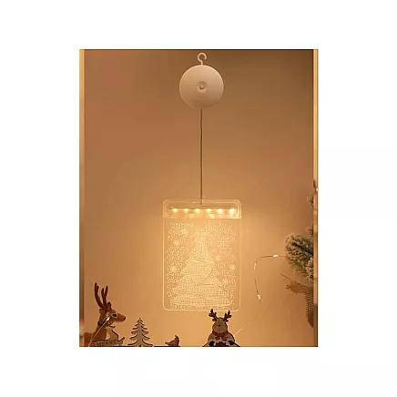 3D Vitrāžas Loga Dekorācija, Ziemassvētku Gaismas, Egle