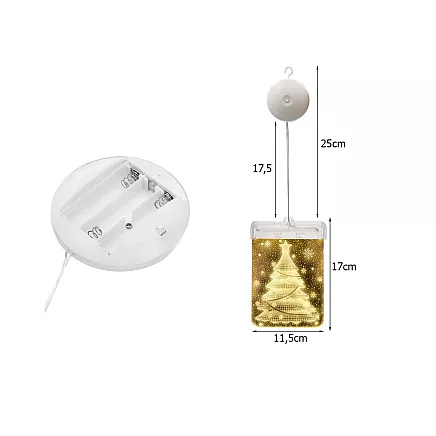 3D Vitrāžas Loga Dekorācija, Ziemassvētku Gaismas, Egle