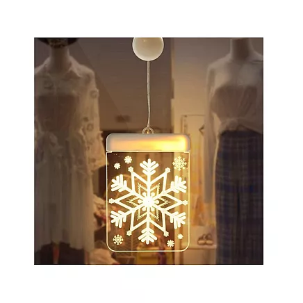 3D Stikla LED Ziemassvētku Logu Rotājums, Sniegpārsla