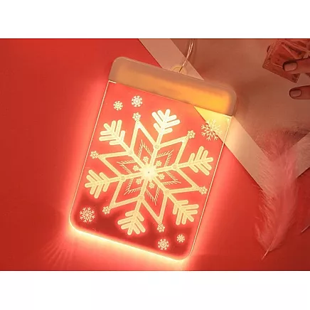 3D Stikla LED Ziemassvētku Logu Rotājums, Sniegpārsla