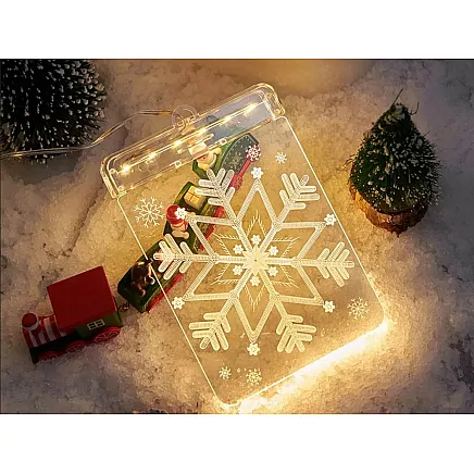 3D Stikla LED Ziemassvētku Logu Rotājums, Sniegpārsla