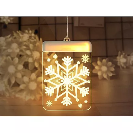 3D Stikla LED Ziemassvētku Logu Rotājums, Sniegpārsla