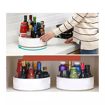Rotating kitchen organiser spice bowl