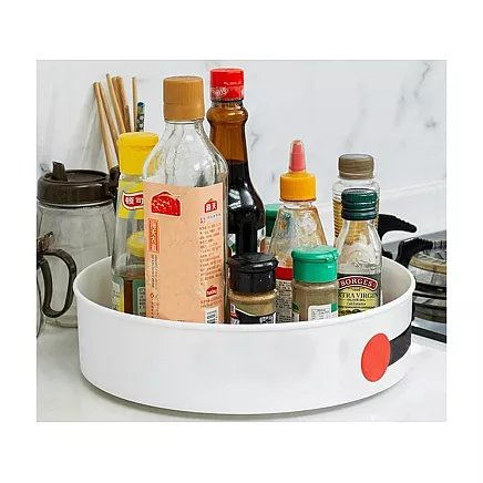 Rotating kitchen organiser spice bowl