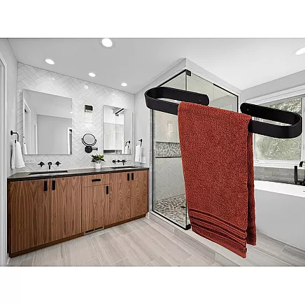 Vannas istabas metāla dvieļu pakaramais, turētājs, Melns