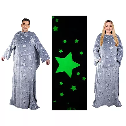 Blanket with sleeves fleece warm sweatshirt dressing gown neon