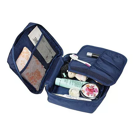 Make-up bag travel organiser navy blue