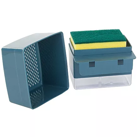 Dish liquid dispenser sponge container drainer