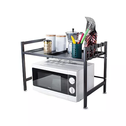 Microwave oven rack adjustable kitchen shelf