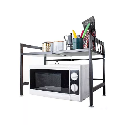 Microwave oven rack adjustable kitchen shelf