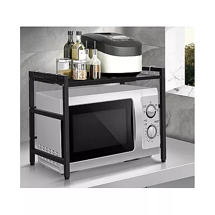 Microwave oven rack adjustable kitchen shelf