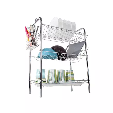 Three-tier drying rack kitchen drainer