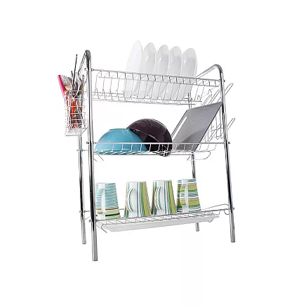 Three-tier drying rack kitchen drainer