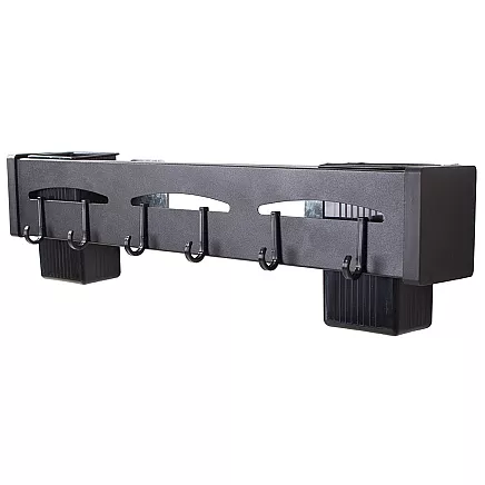 Sienas virtuves plaukts organizators ar āķiem, 40 cm, melns