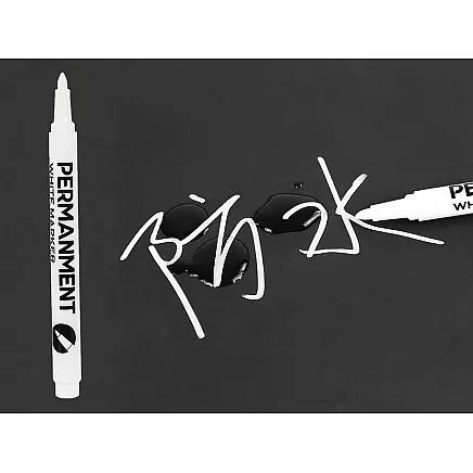 White Waterproof Marker Pen 1mm for Glass, Tyres, Steel
