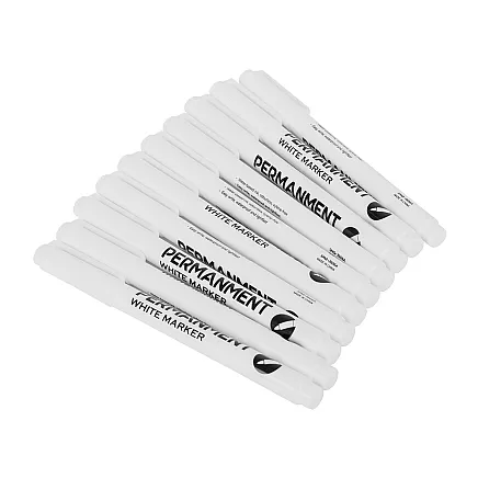 White Waterproof Marker Pen 1mm for Glass, Tyres, Steel