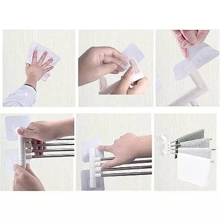 Bathroom towel rail swivel handle hook