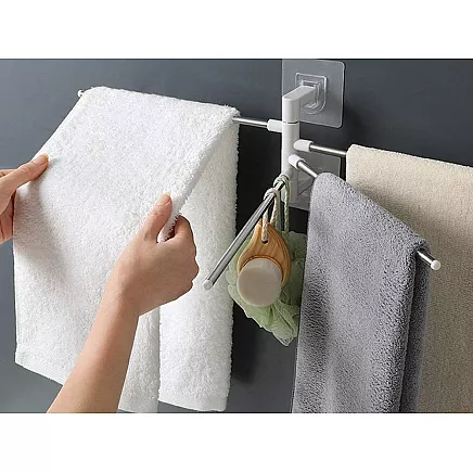 Bathroom towel rail swivel handle hook