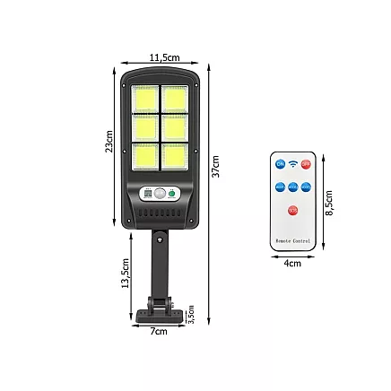 Saules lampa ar Saules Paneli un Kustības & Krēslas Sensoru 96 LED